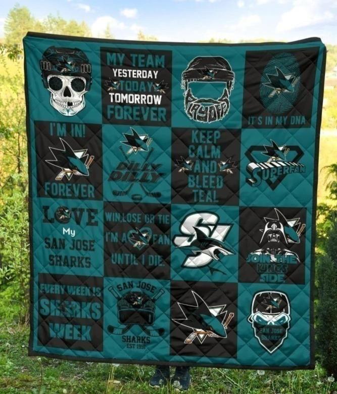 My Team San Jose Sharks Quilt Blanket Hockey Fan Gift Idea
