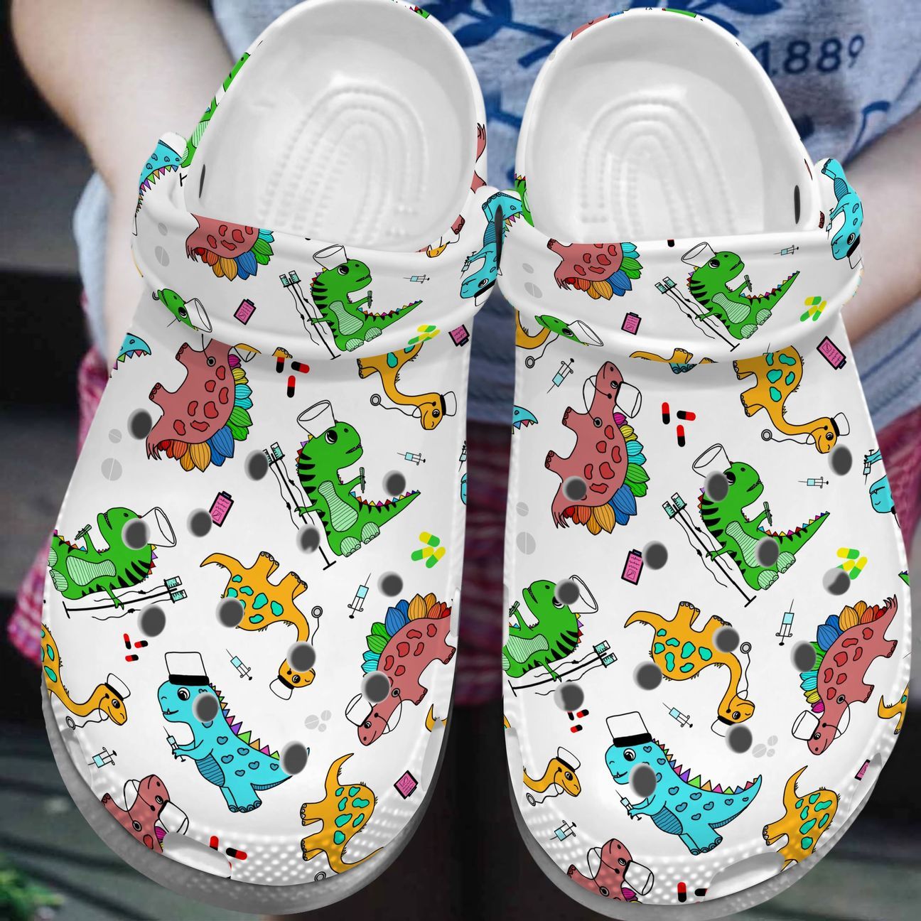 Nurse Personalized Clog, Custom Name, Text, Color, Number Fashion Style For Women, Men, Kid, Print 3D Dino Nurse