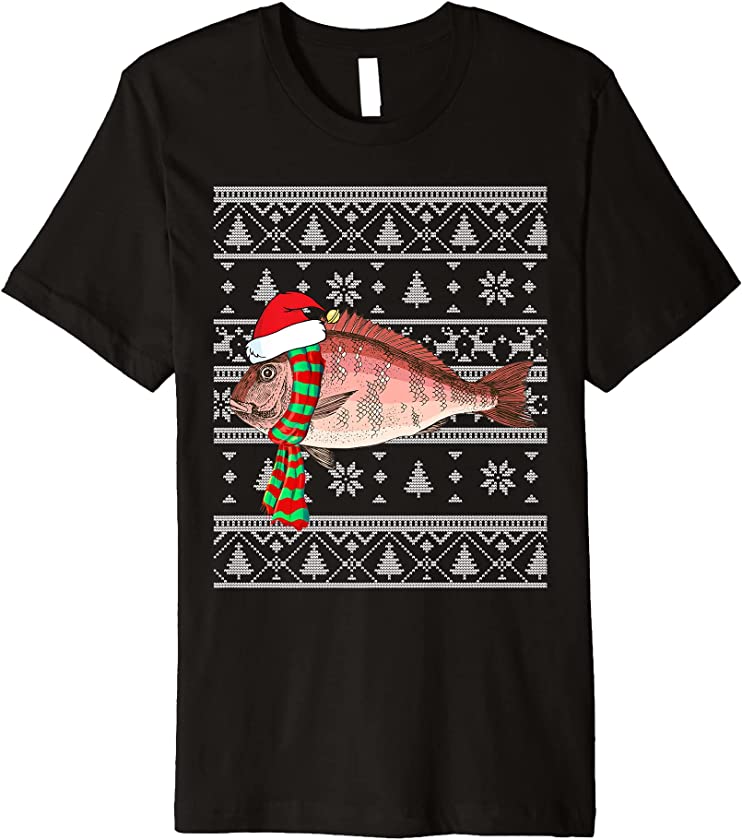 Xmas Fish Santa Hat Red Snapper Ugly Christmas Premium T-Shirt