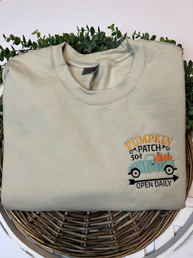 Fall Pumpkin Patch Halloween Embroidered Sweatshirt 2D Crewneck Sweatshirt All Over Print Sweatshirt For Women Sweatshirt For Men Sws4125