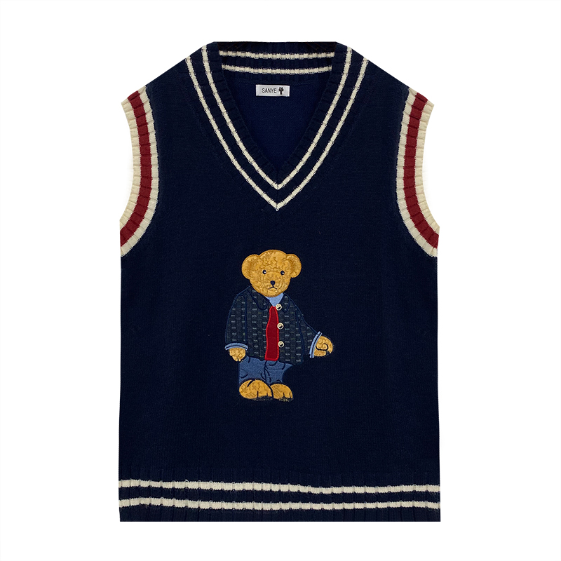 Women Japan Spring Fall Cartoon Bear Embroidery Pullovers Knit Sweater Female Casual Warm Harajuku Sweet Kawaii Oversize Jumpers alx