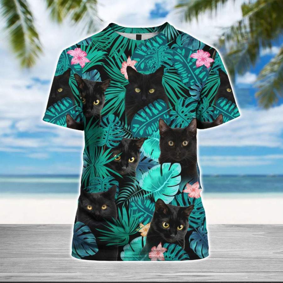 Black Cat Tropical 3D Tshirts