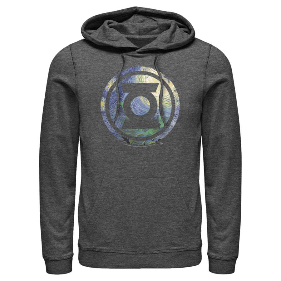 Justice League Men’s Green Lantern Starry Night Logo  Lightweight Hoodie