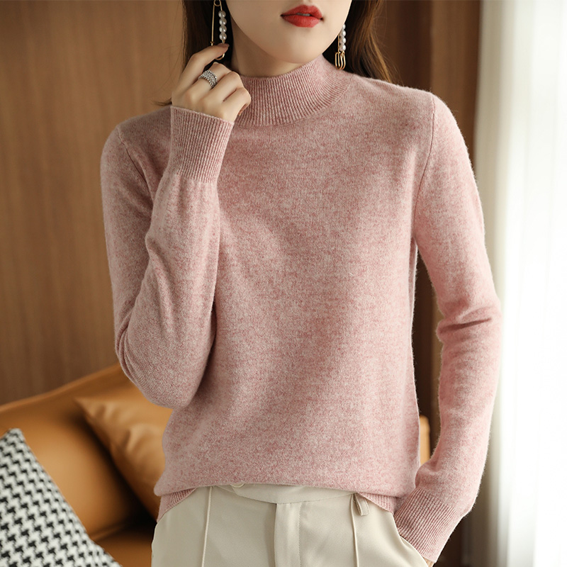 2022 Autumn And Winter New Pullover Sweater Women Half High Collar Long-Sleeved Knitwear Fashion Loose Comfortable Bottoming Top alx