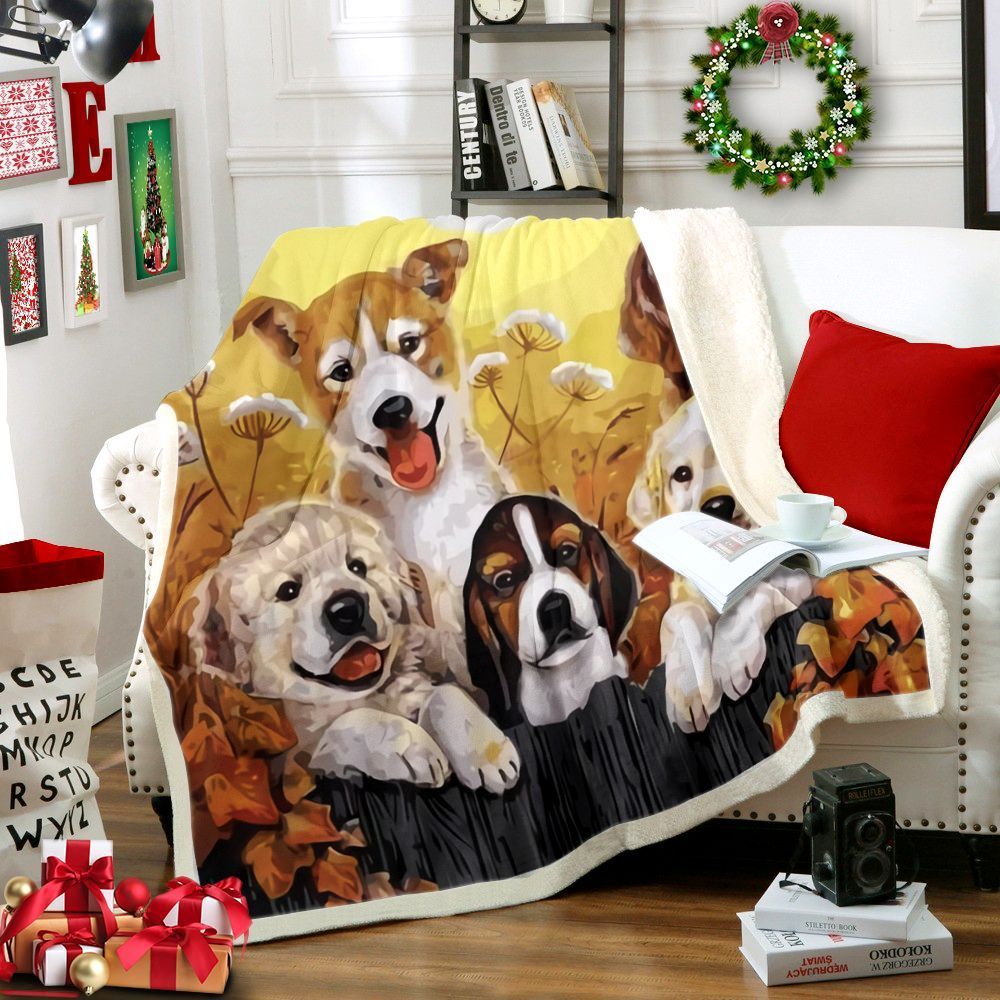 Puppy Sherpa Fleece Blanket Kogf