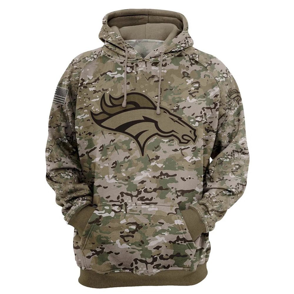 Camo Denver Broncos Sweatshirt Unisex Cashmere Salute to Service Hoodie