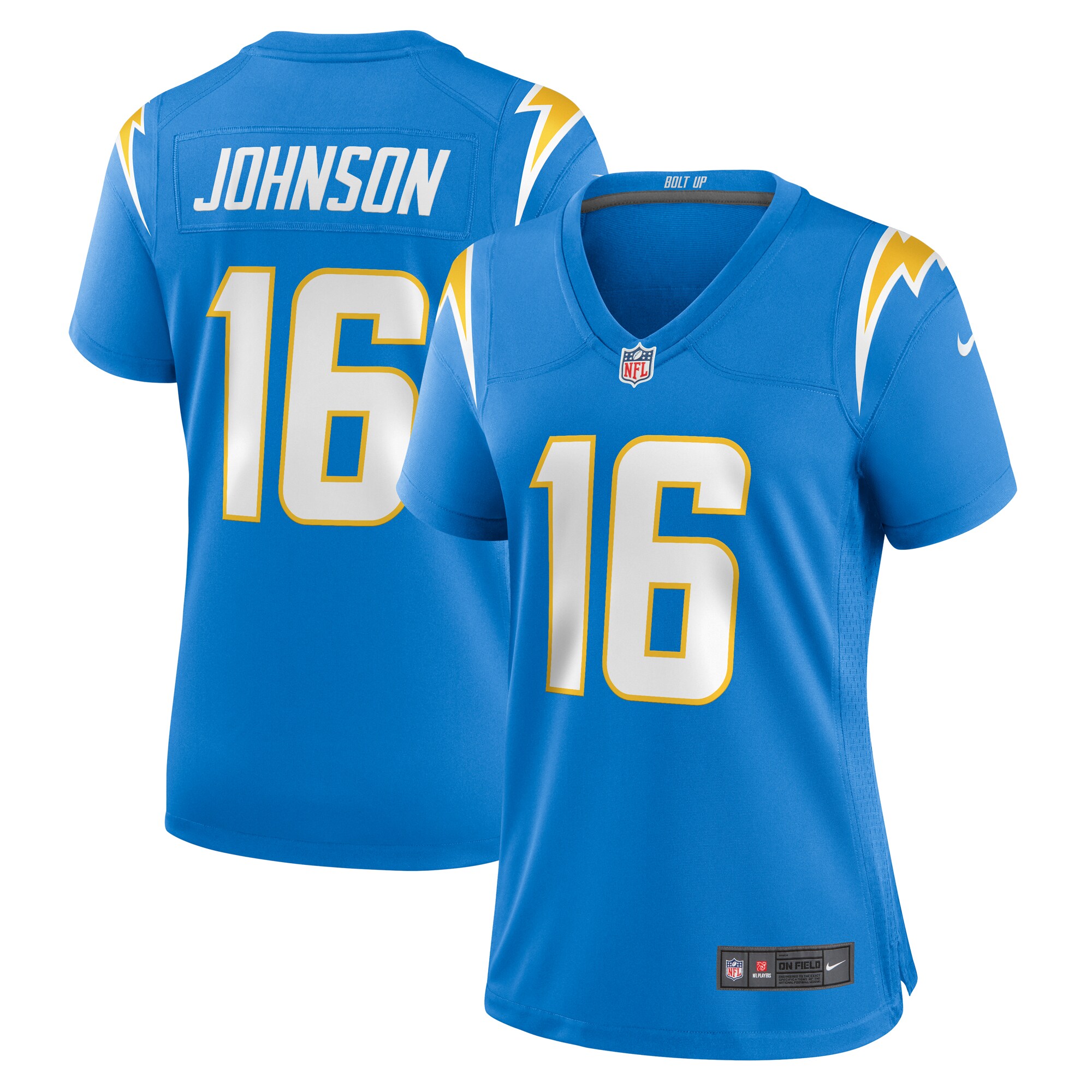 Women’s Los Angeles Chargers Tyler Johnson  Powder Blue Team Game Jersey