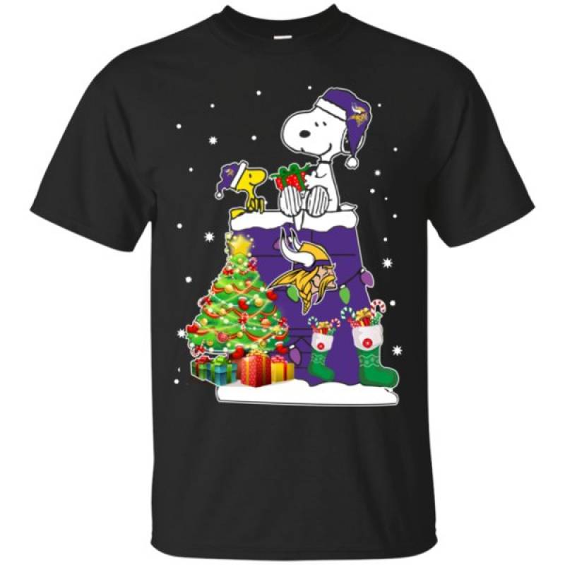 Minnesota Vikings Snoopy & Woodstock Christmas Shirt Cotton Shirt