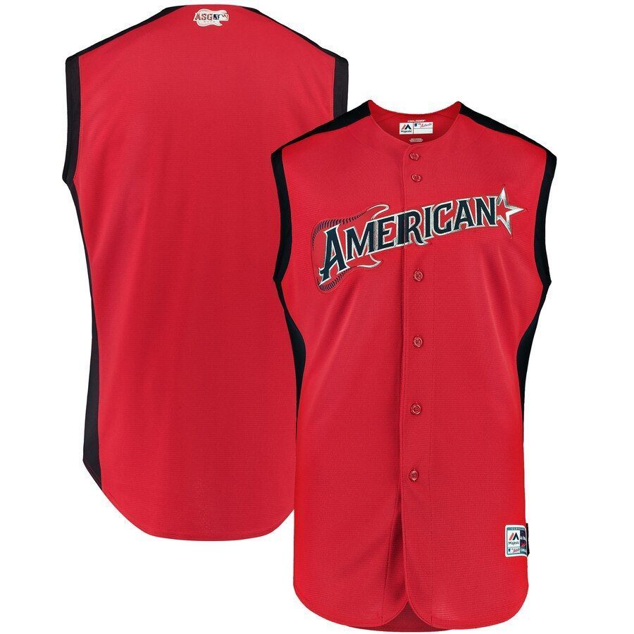 American League Majestic 2019 MLB All-star Game Workout Team Jersey Red/navy