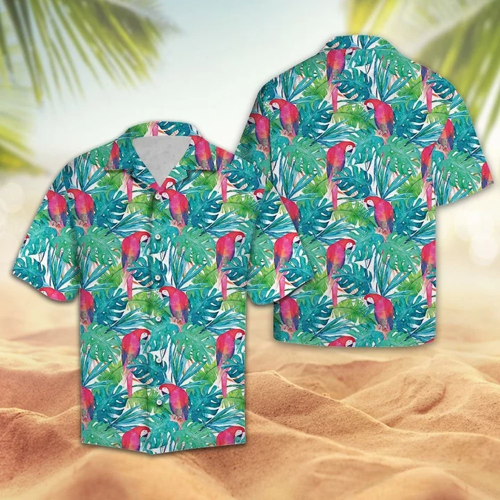 Tropical Parrot With Watercolor Leaves Hawaii Summer Aloha Shirt For Men Women Ha19436