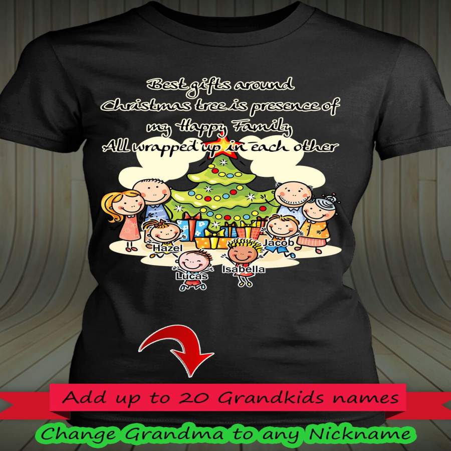 Family Around Christmas Tree Personalized T-shirts Hoodie Sweatshirts