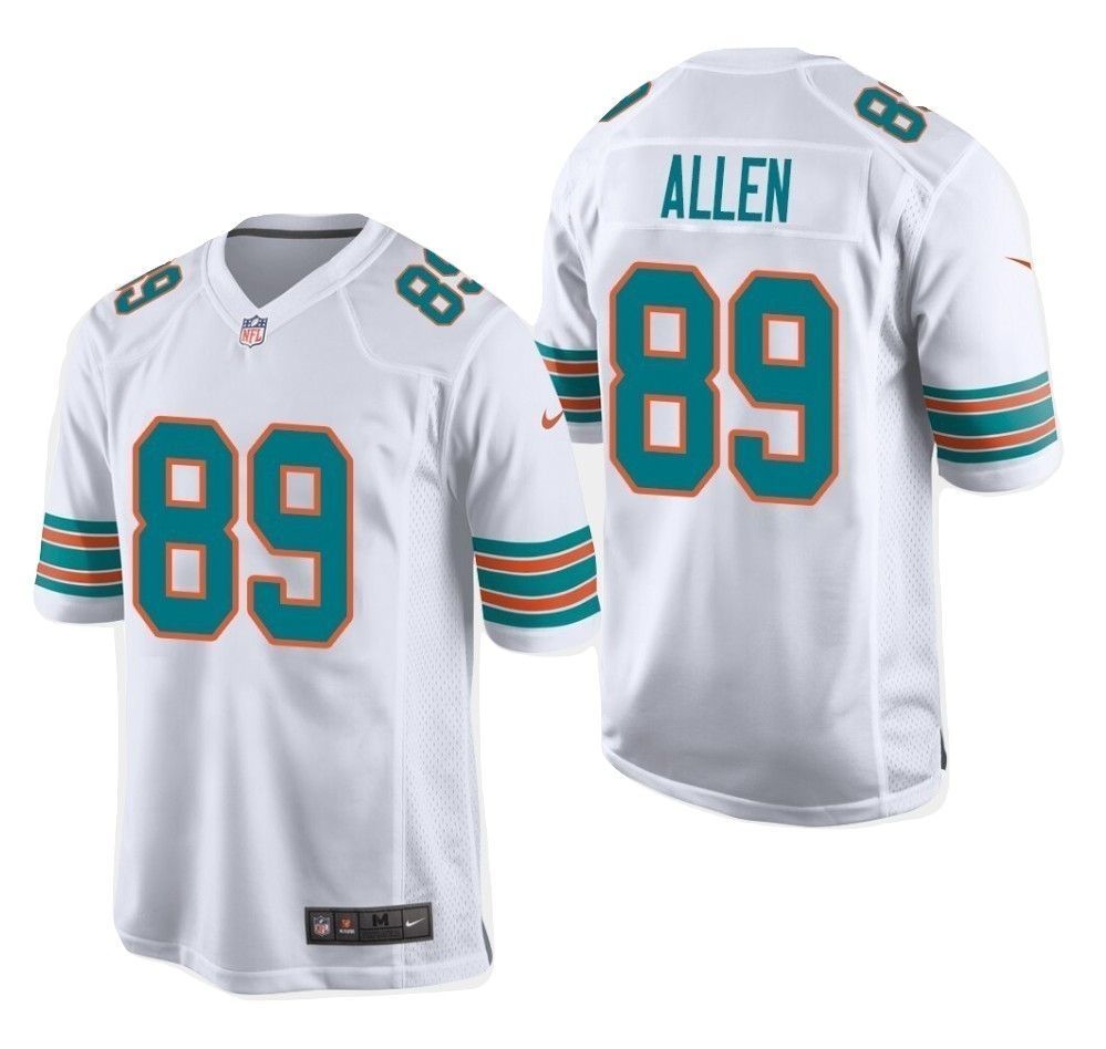 Mens Dolphins 89 Dwayne Allen Throwback Game Jersey White