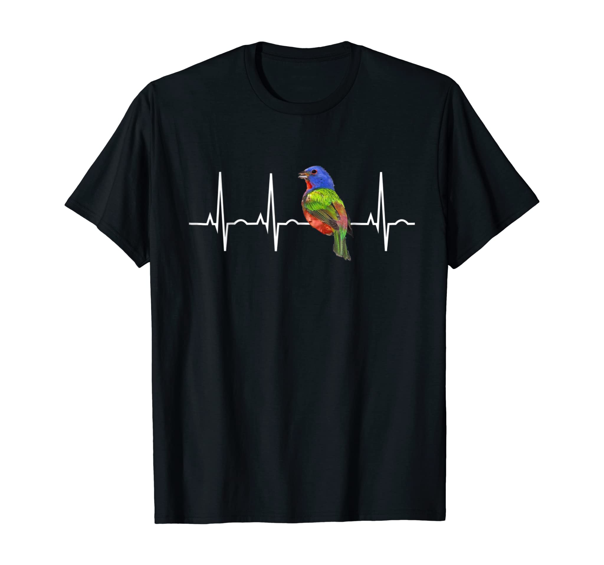 Painted Bunting Shirt Birder & Bird Lover Heartbeat Gift Tee