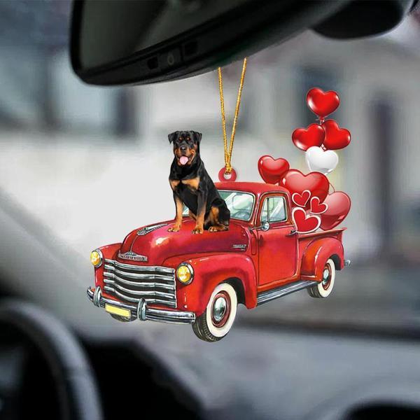 Rottweiler-Red Sports Car-Two Sided Ornament