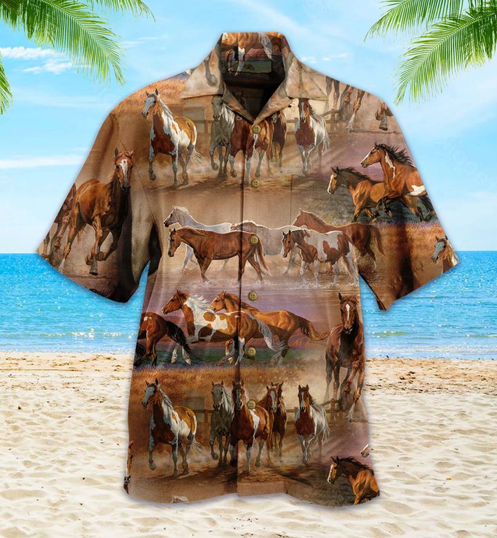 Beautiful Native Horse Brown Hawaii Shirt Ha32934