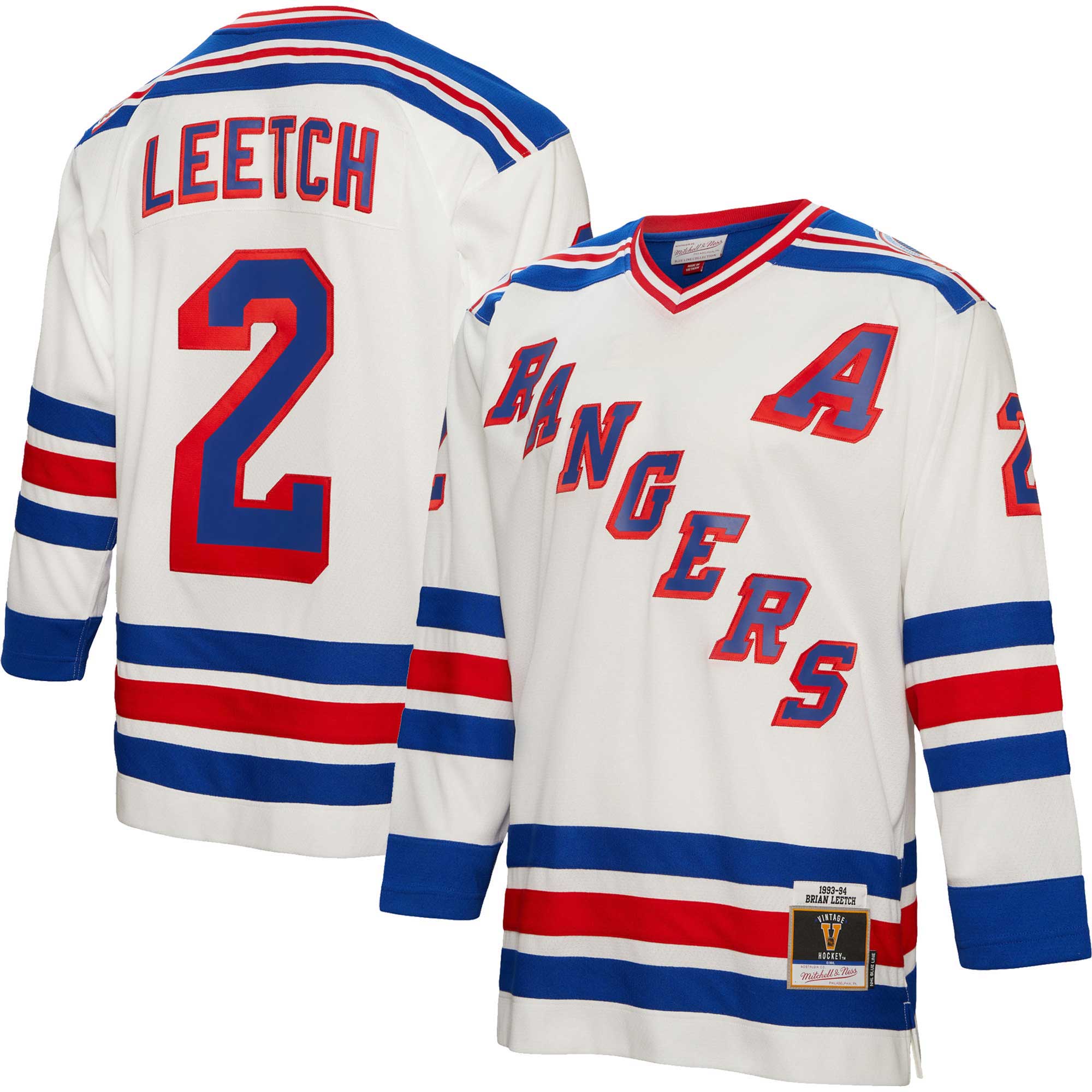 Brian Leetch New York Rangers Mitchell & Ness Alternate Captain Patch 1993/94 Blue Line Player Jersey – White