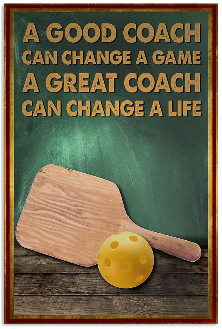 Vintage Pickleball – A Good Coach A Great Coach Can Change A Life Poster Art Print      Home Decor Gift For Men Women Family Friend On Birthday Xmas