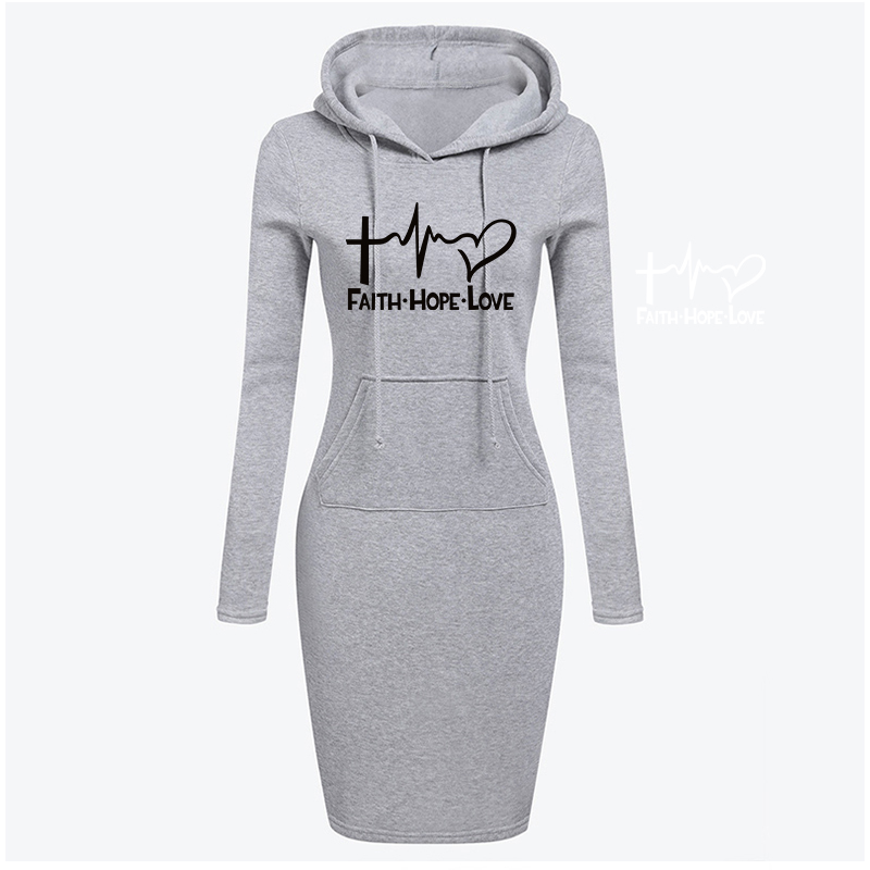 2021 Spring And Autumn Dresses For Women Hooded Sweatshirt Knee-Length Dress Long Sleeve Camp Collar Pocket Casual Sport Simple alx