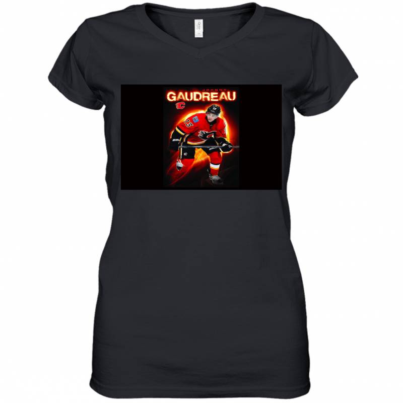 International Calgary Flames Johnny Gaudreau Premium Wall Women’s V-Neck T-Shirt