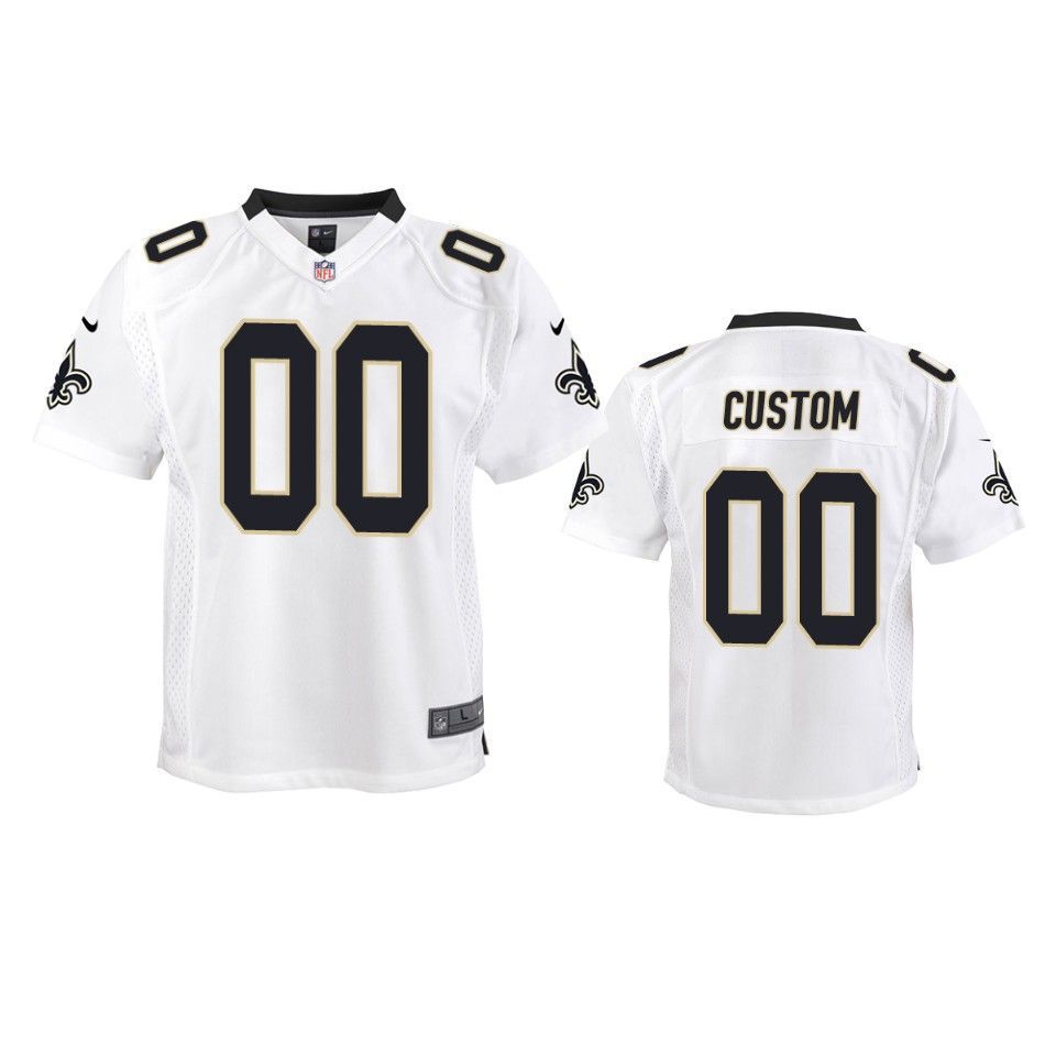 New Orleans Saints Custom Game White Youth Jersey