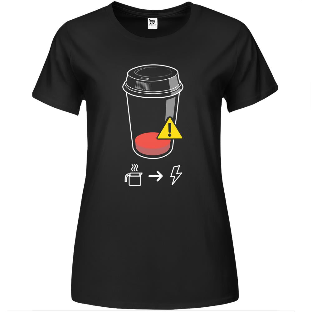 Low Battery Warning, Need Coffee Premium Womens Tshirts