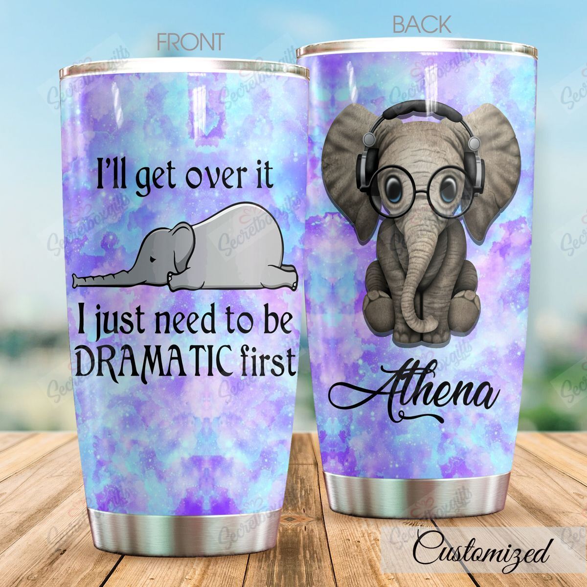 Personalized Elephant Am2310051Cl Stainless Steel Tumbler Customize Name, Text, Number