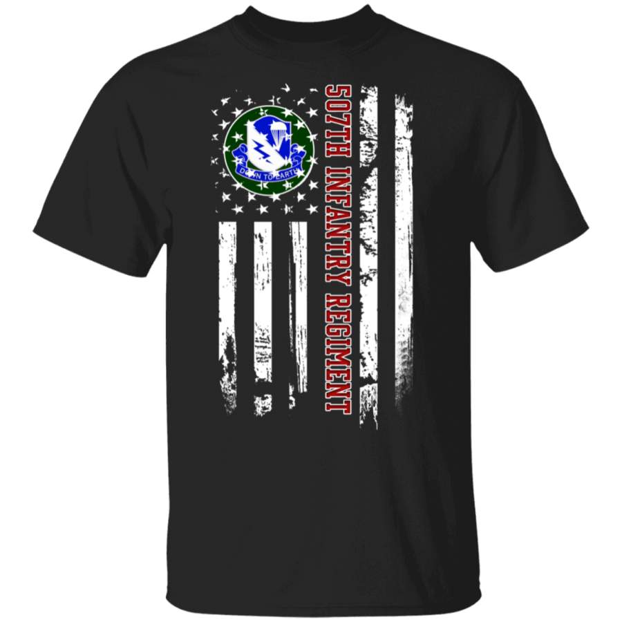 507th Infantry Regiment Veteran American Flag Father’s Day Veteran’s Day Tshirt