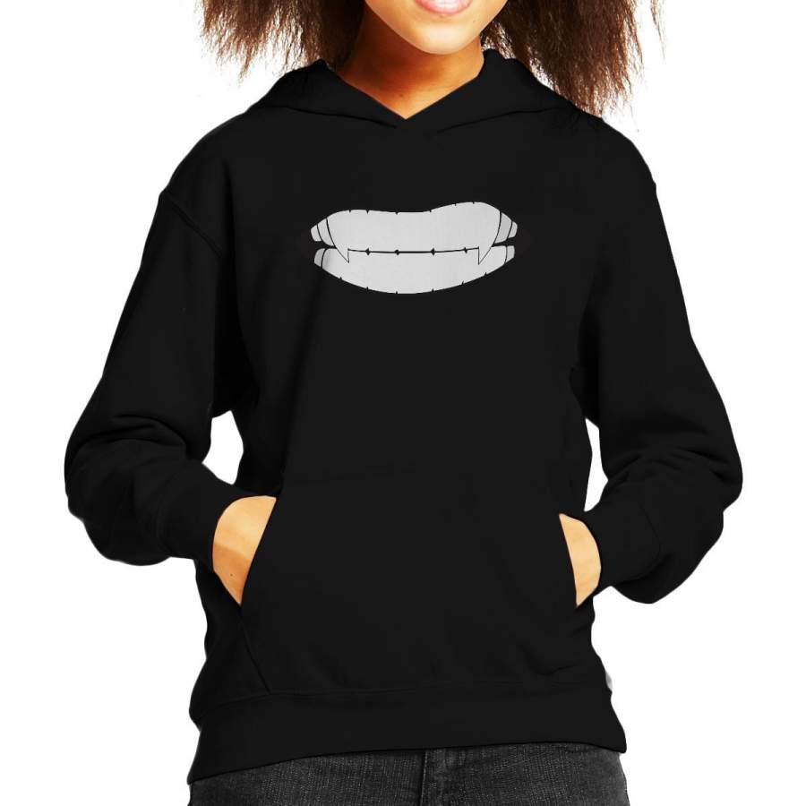 Japanese Manga Vampire Teeth Baring Kid’s Hooded Sweatshirt