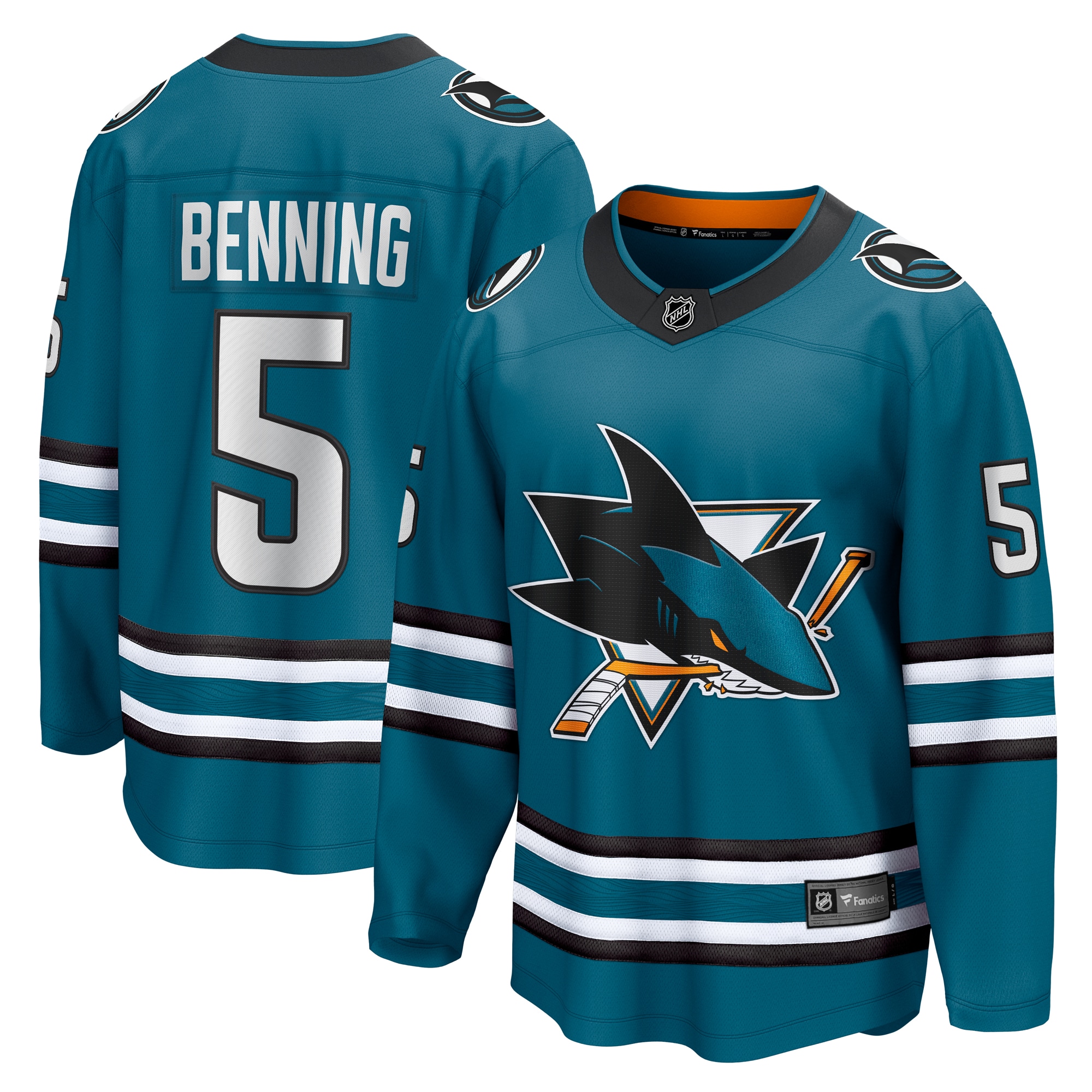 Men's San Jose Sharks Matt Benning Teal Home Breakaway Jersey