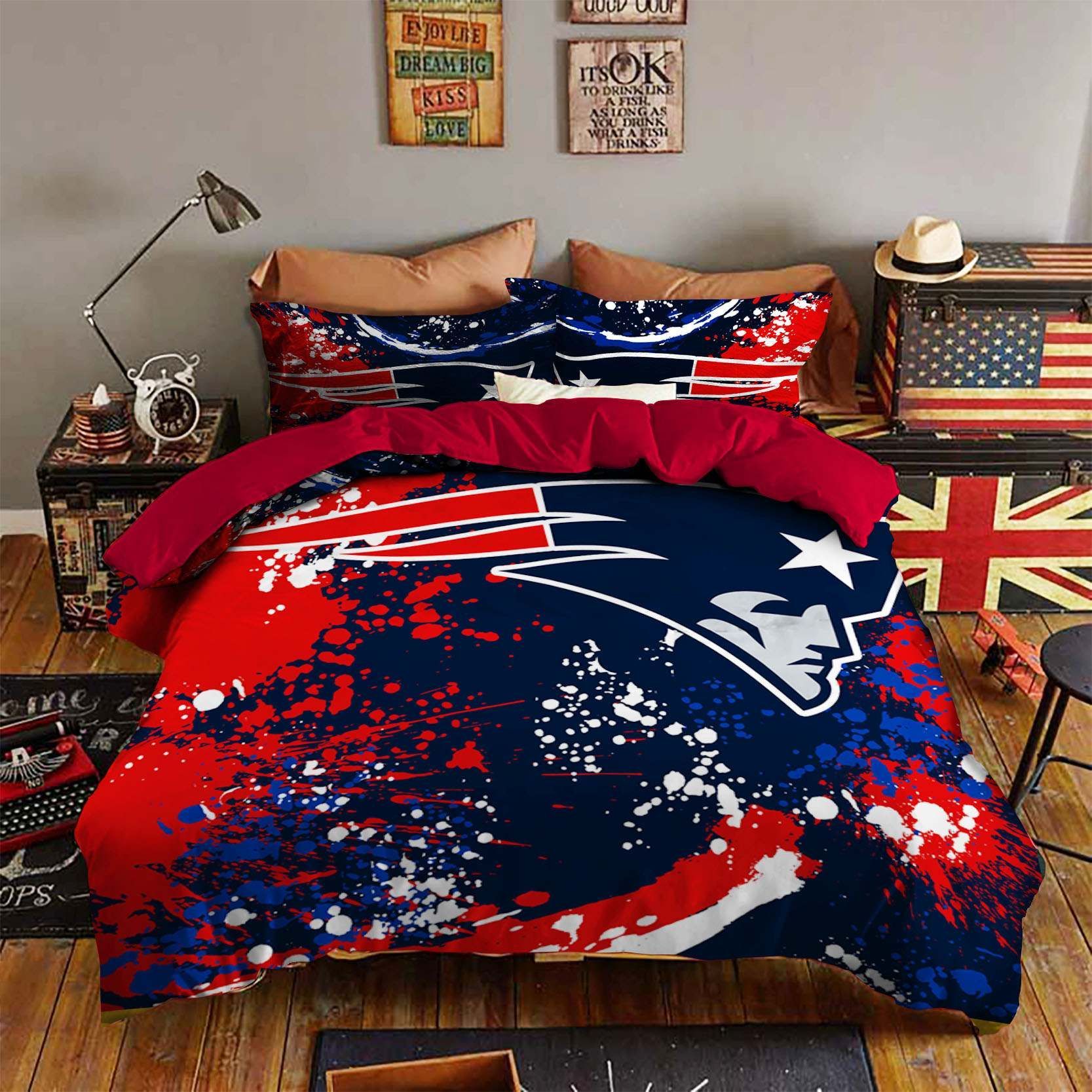 New England Patriots Bedding Set Sleepy Duvet Cover X Amp Pillow Cases