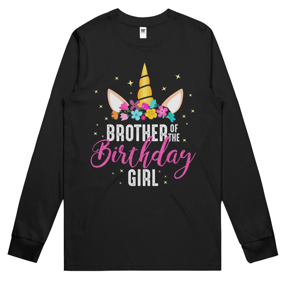 Brother Of The Birthday Girl Sibling Gift Unicorn Birthday Long Sleeve T Shirts