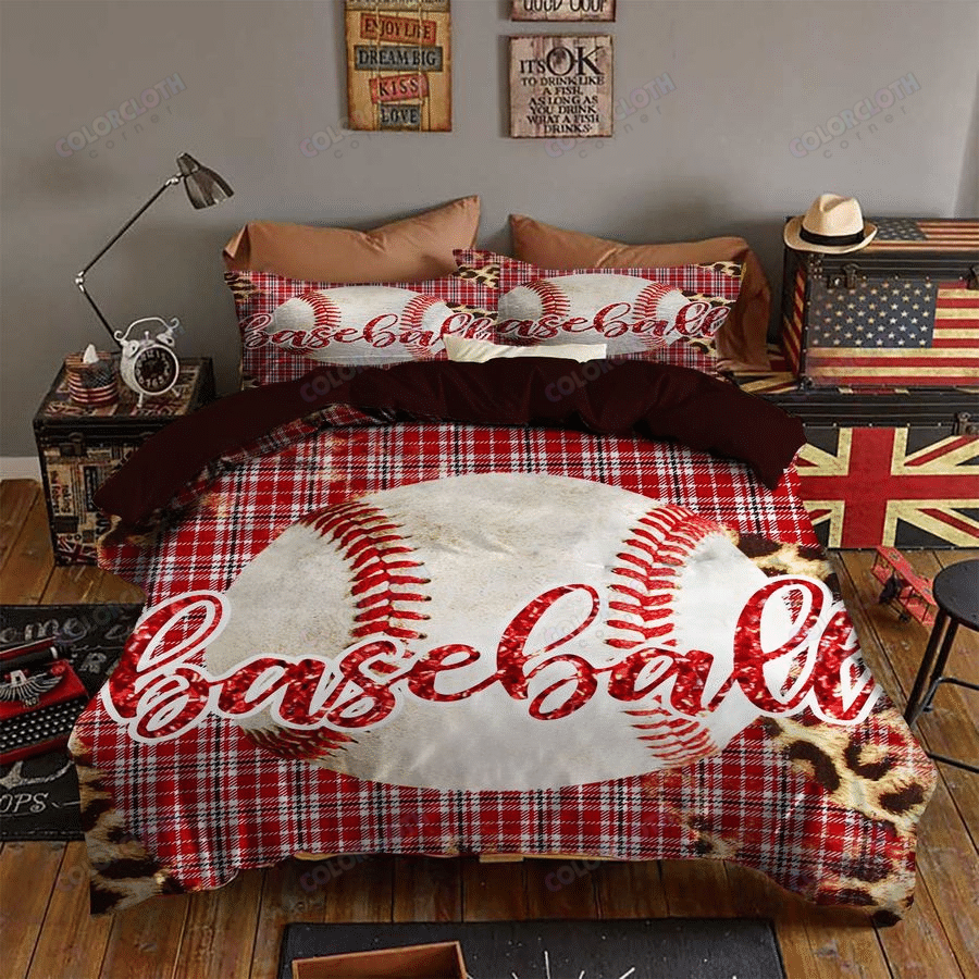 Baseball Red Pattern Bedding Set