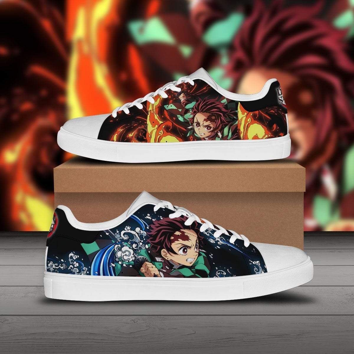 Tanjiro Kamado Skate Sneakers Demon Slayer Custom Anime Shoes