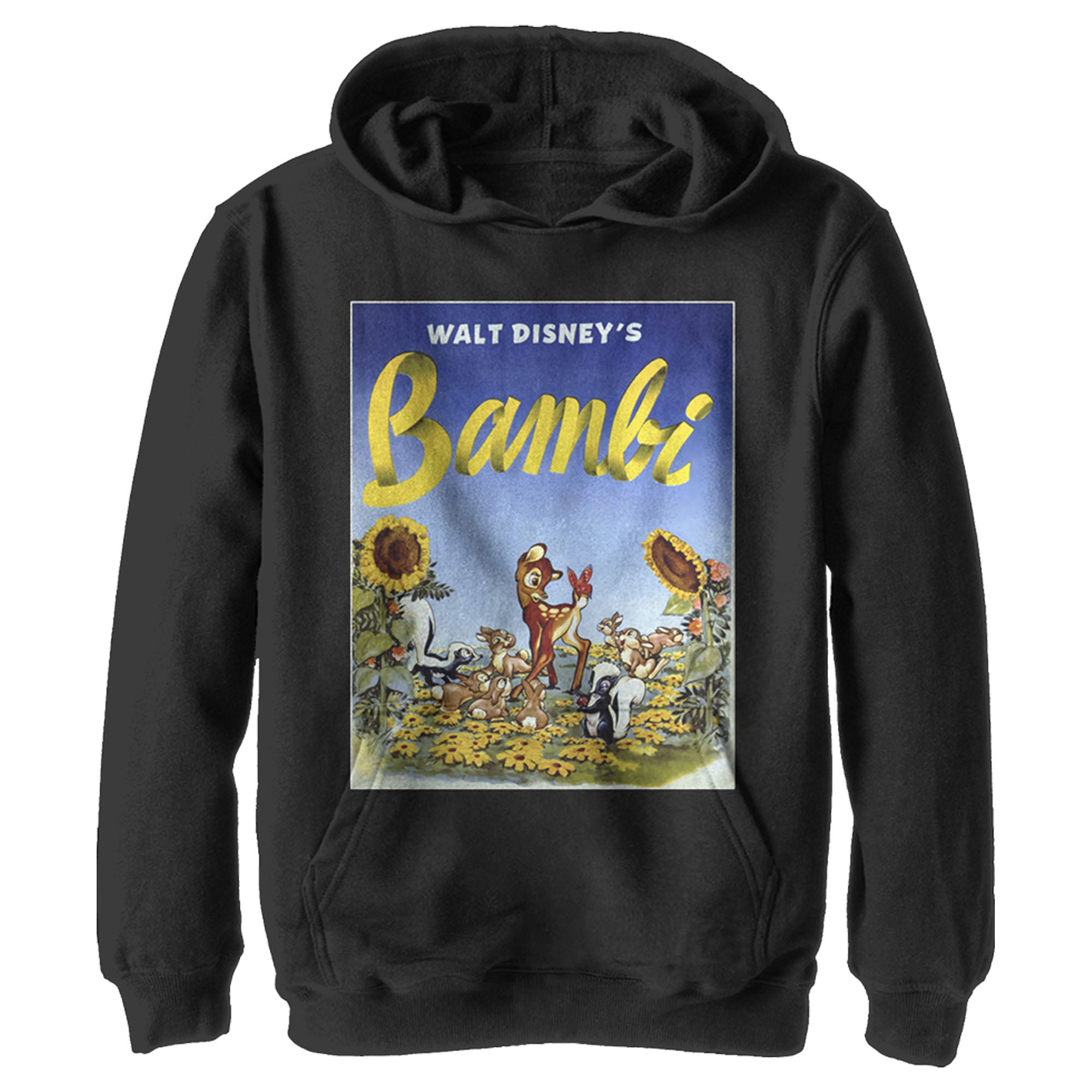 Boy’S Bambi Classic Floral Movie Title Poster Pull Over Hoodie