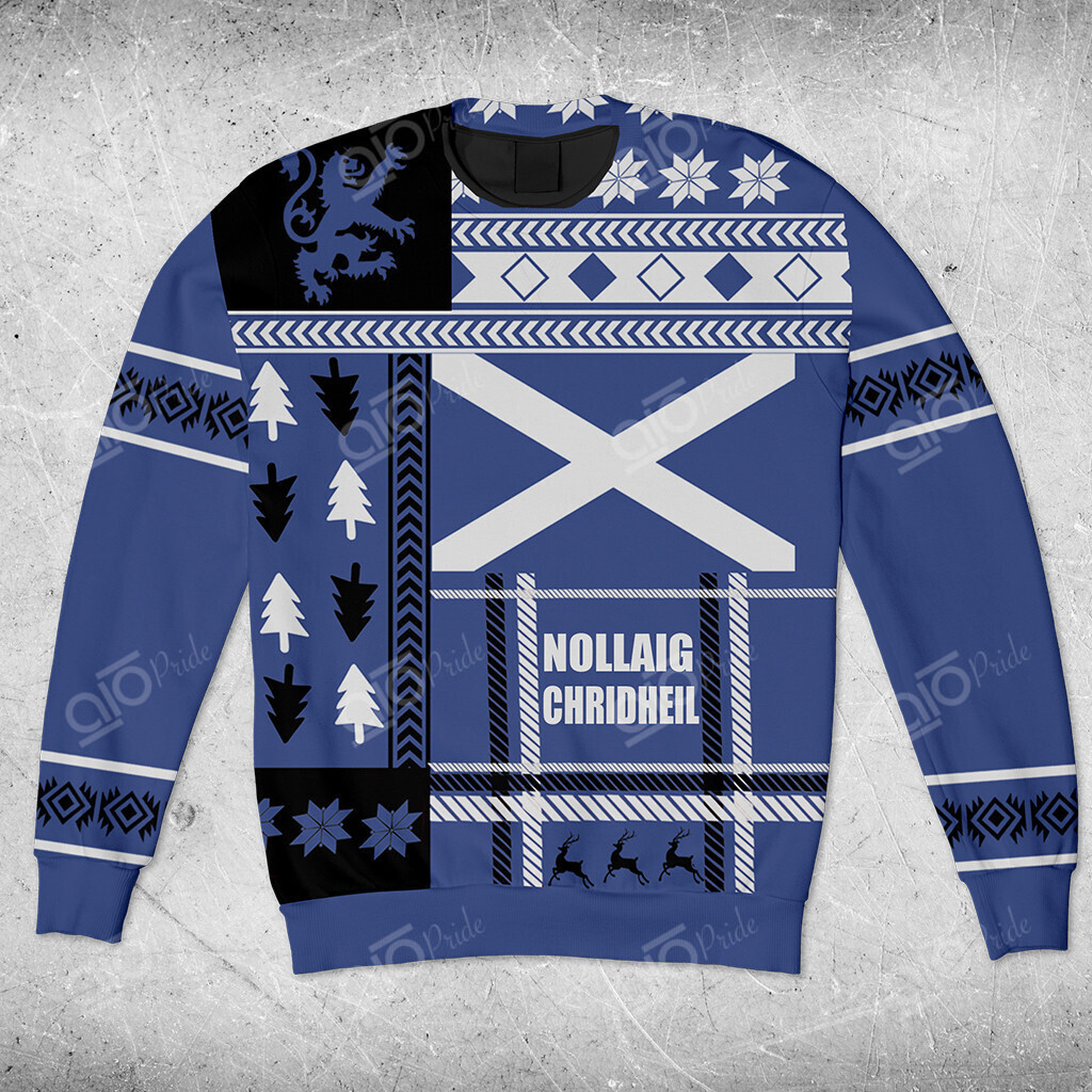 Aio Pride Blue Scotland Lion Merry Christmas Sweatshirt