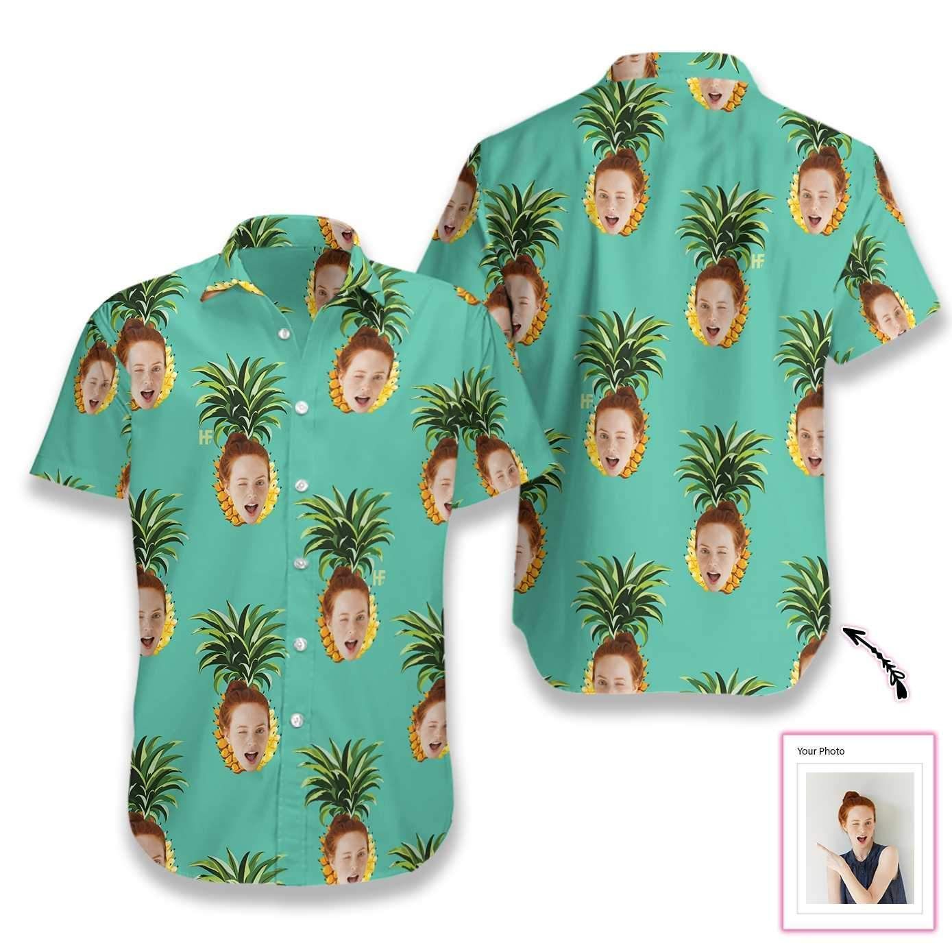 Get Here Personalized Pineapple Hawaii Aloha Shirts Custom Face Ha84102