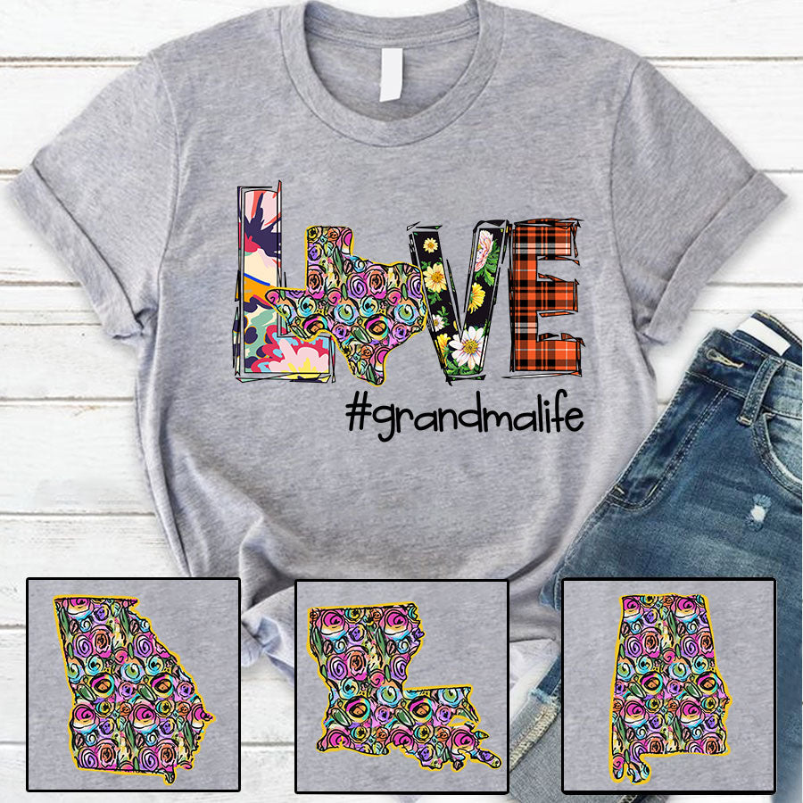 Personalized Love Grandma Flower Texas T-Shirt