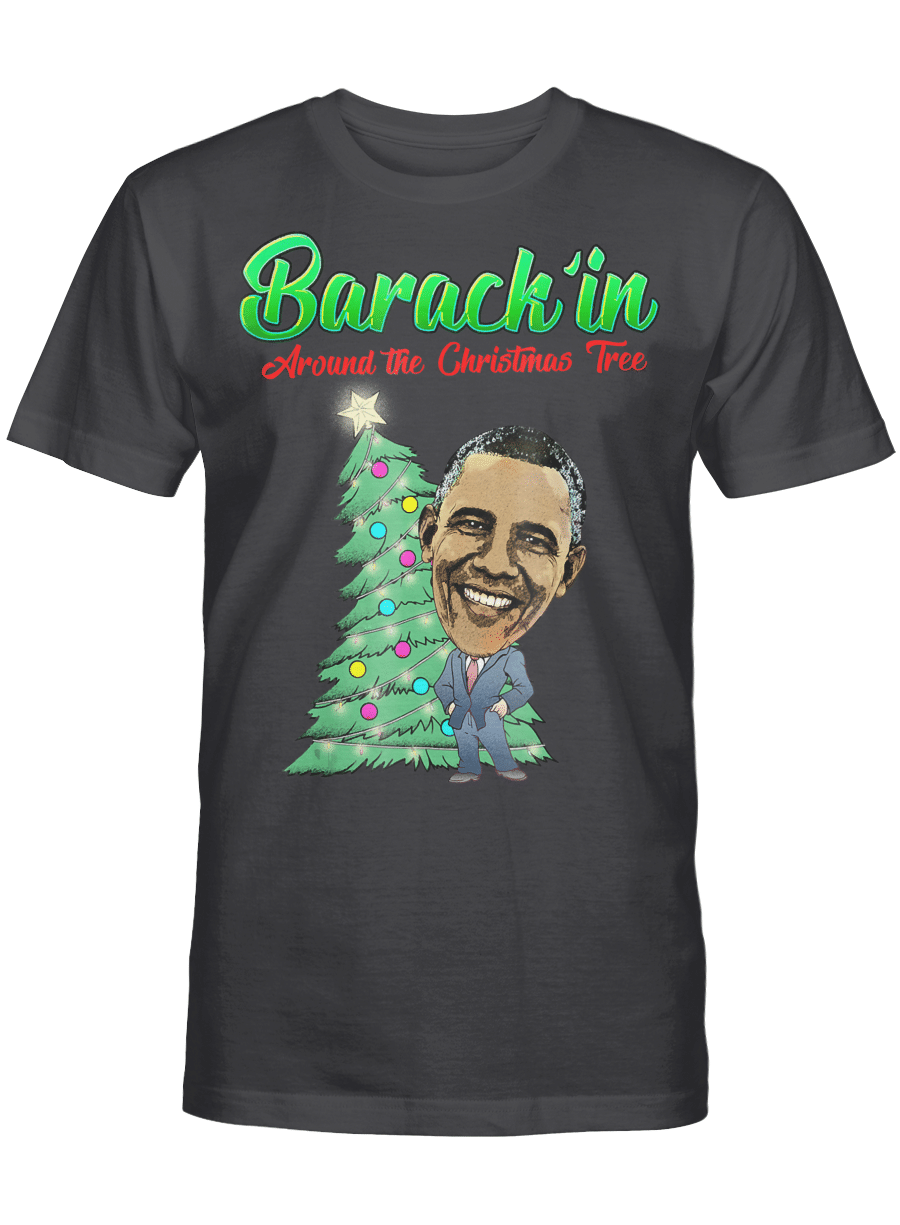 AmazeStyleZ Santa’s Reindeer, Ugly Christmas Sweater, Christmas Gift Ideas, Barack Obama Christmas Tree Holiday Shirt Funny Saying