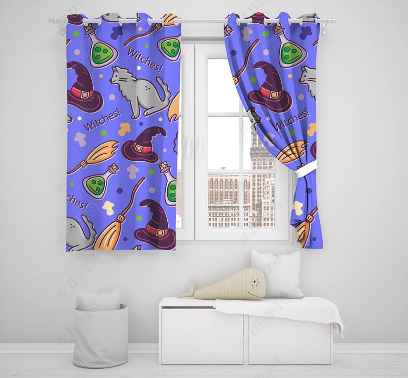 3D Hand Drawn Animal Cat Wizard Curtains And Drapes Lqh 8