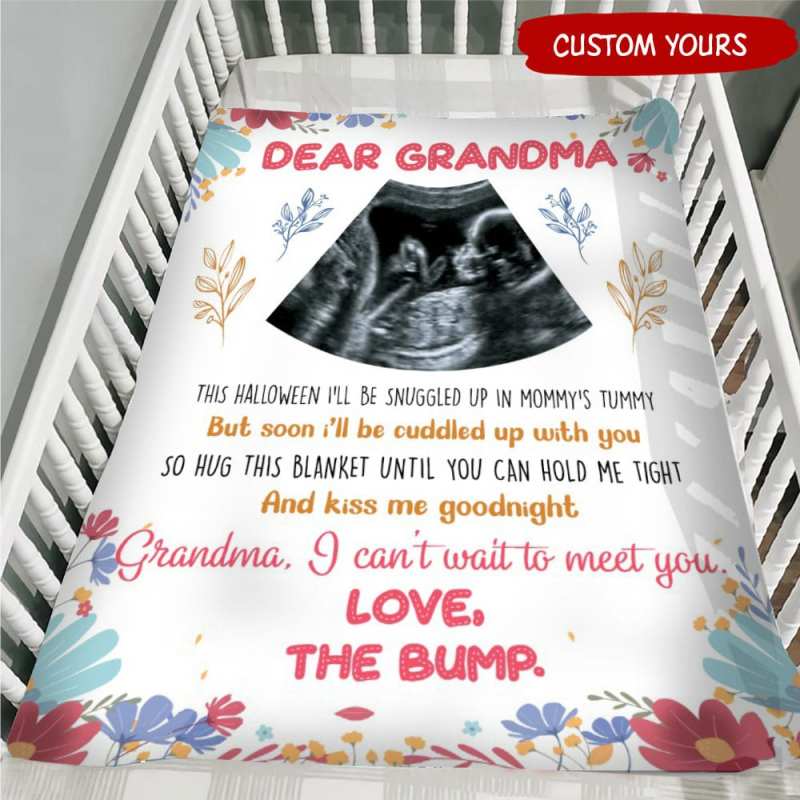 Personalized Halloween Hug This Blanket, Ultrasound Blanket Gift For Grandma To Be