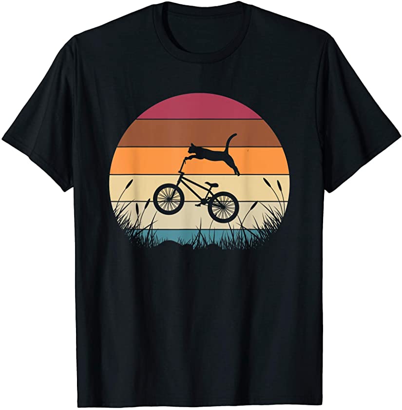 Retro Cyclist Funny Cat Animal Cycling Gift Biker Bicycle T-Shirt