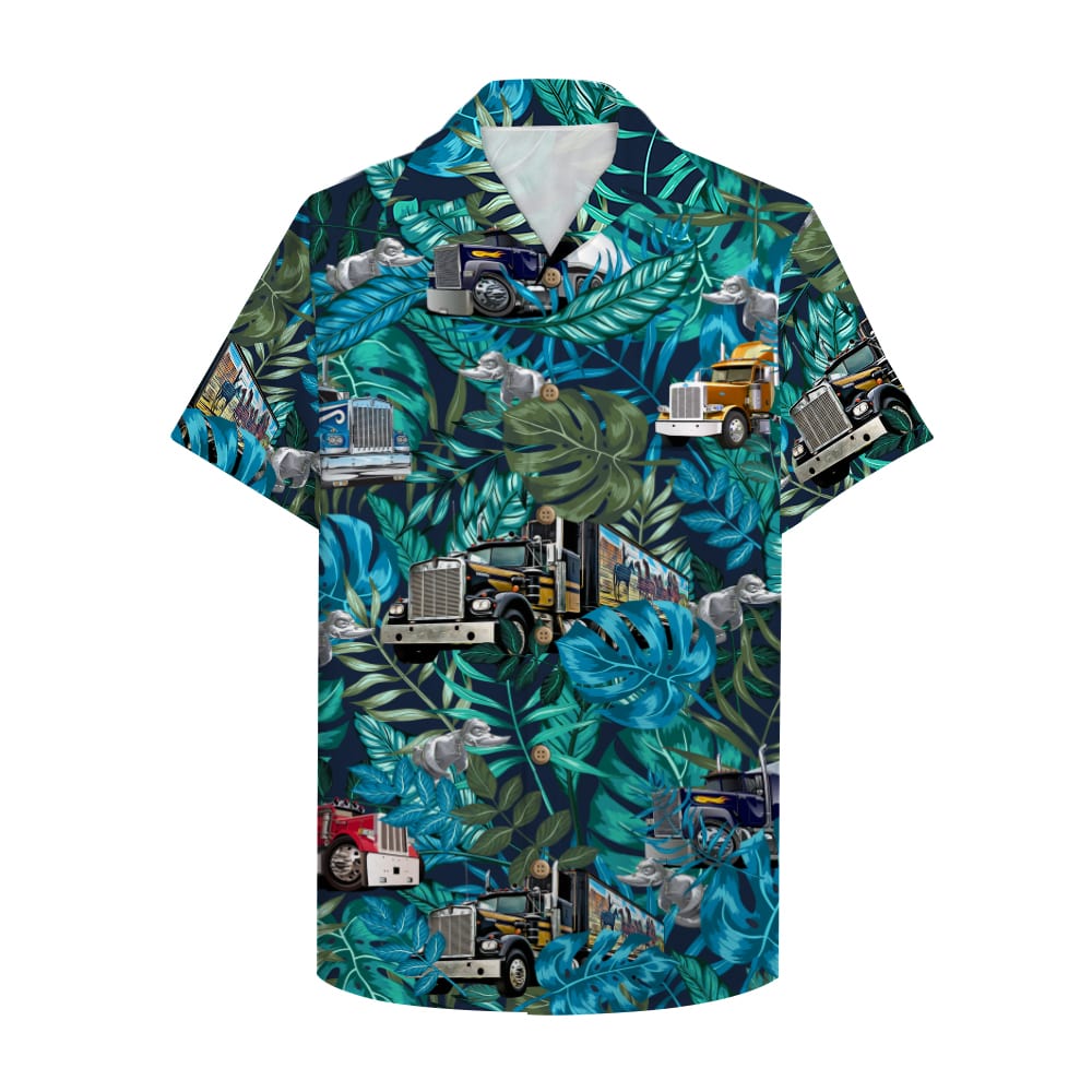 Trucker Hawaii Aloha Shirt With Semitruck And Rubber Duck Ha99951