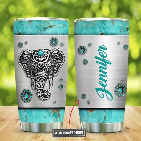 Elephant Turquoise Jewelry Style Personalized Kd2 Stainless Steel Tumbler, Personalized Tumblers, Tumbler Cups, Custom Tumblers