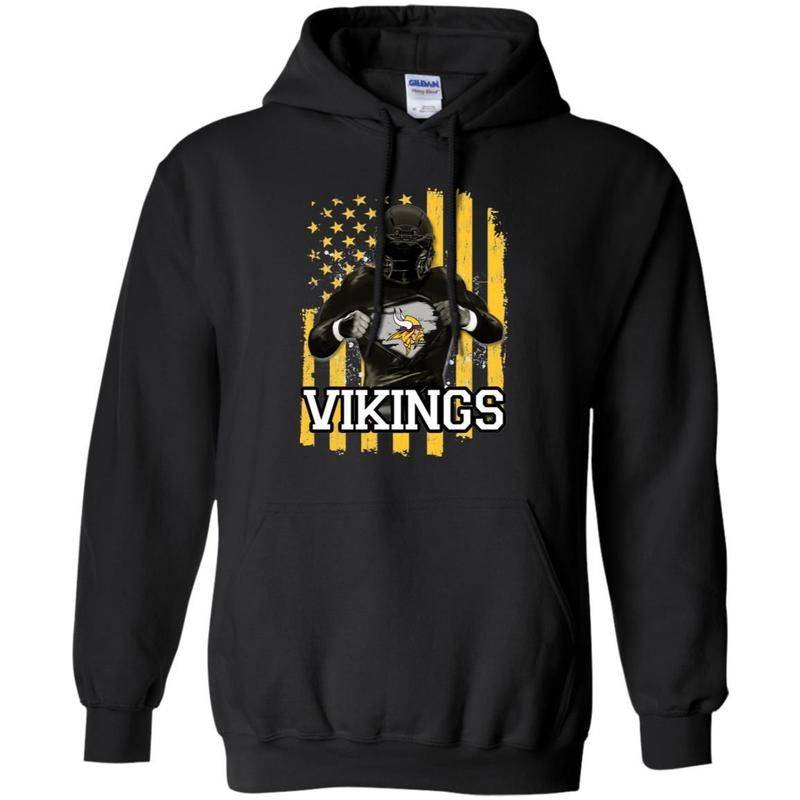 Minnesota Vikings Inside American Flag Football Hoodie Gift Va07