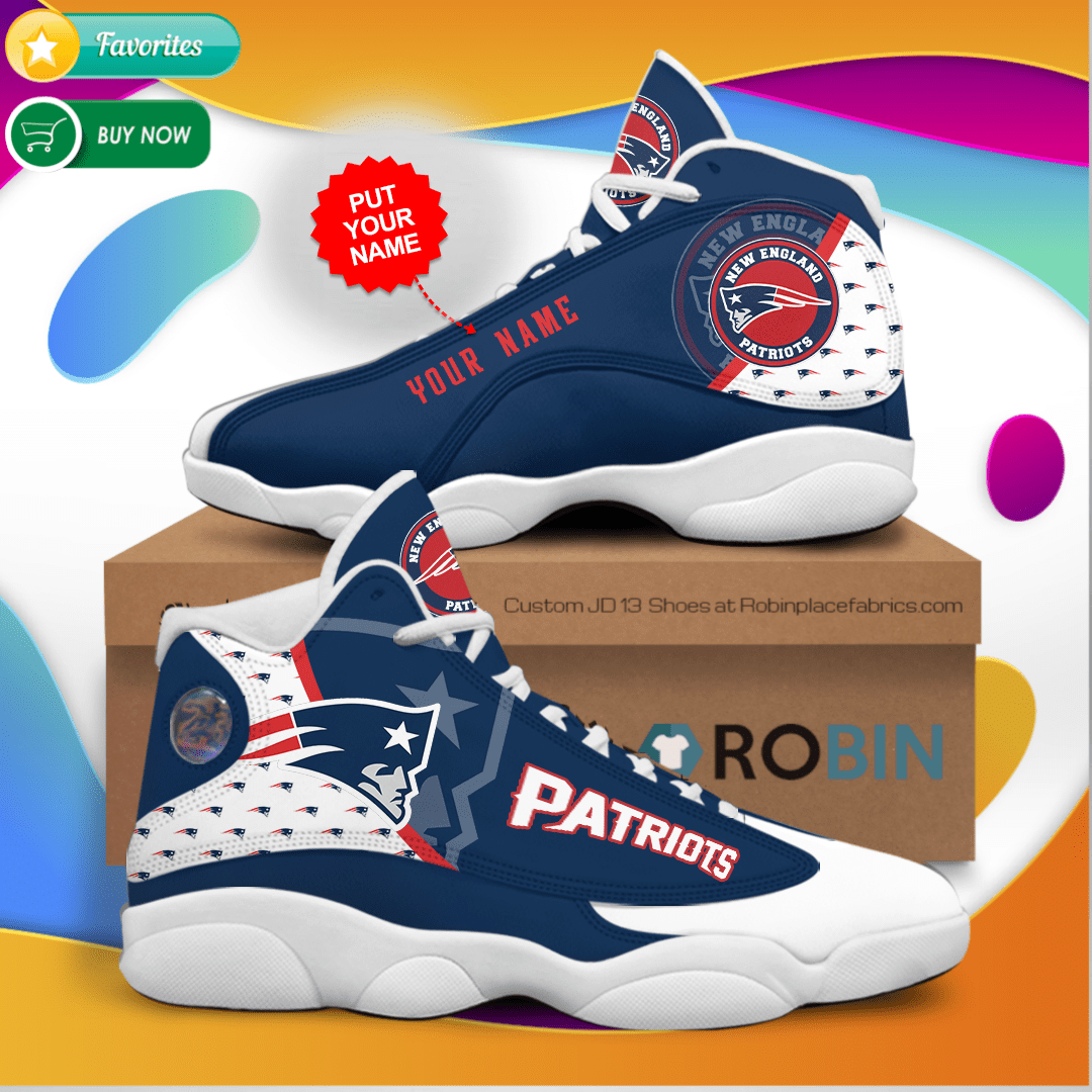 Personalized Name New England Patriots Jordan 13 Sneakers - Custom Jd13 Shoes