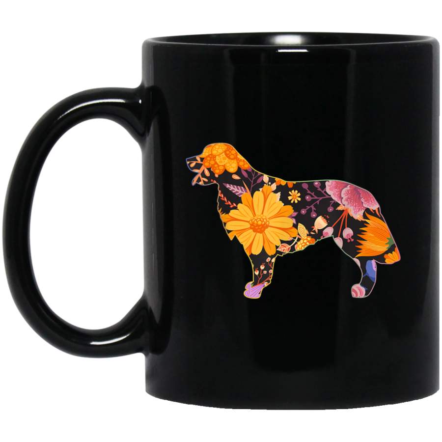 Floral Flower Vintage Retro Retrievers Golden Lover Mug