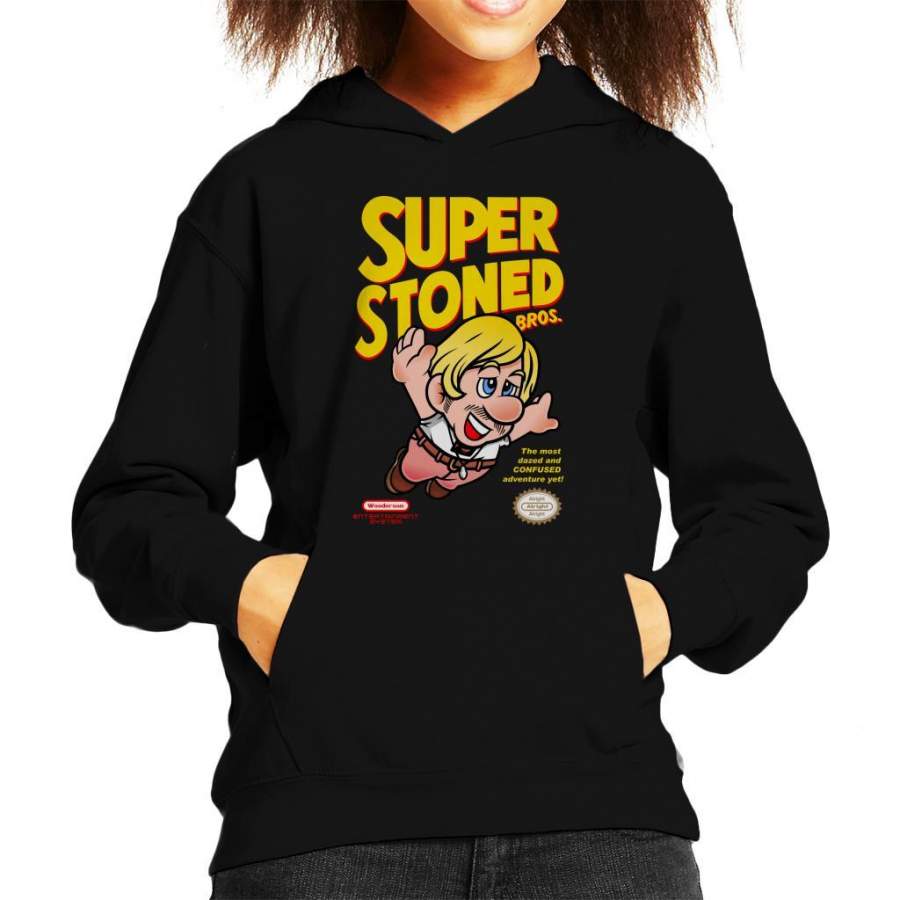 Super Stoned Bros Dazed And Confused Mario Kid’s Hooded Sweatshirt