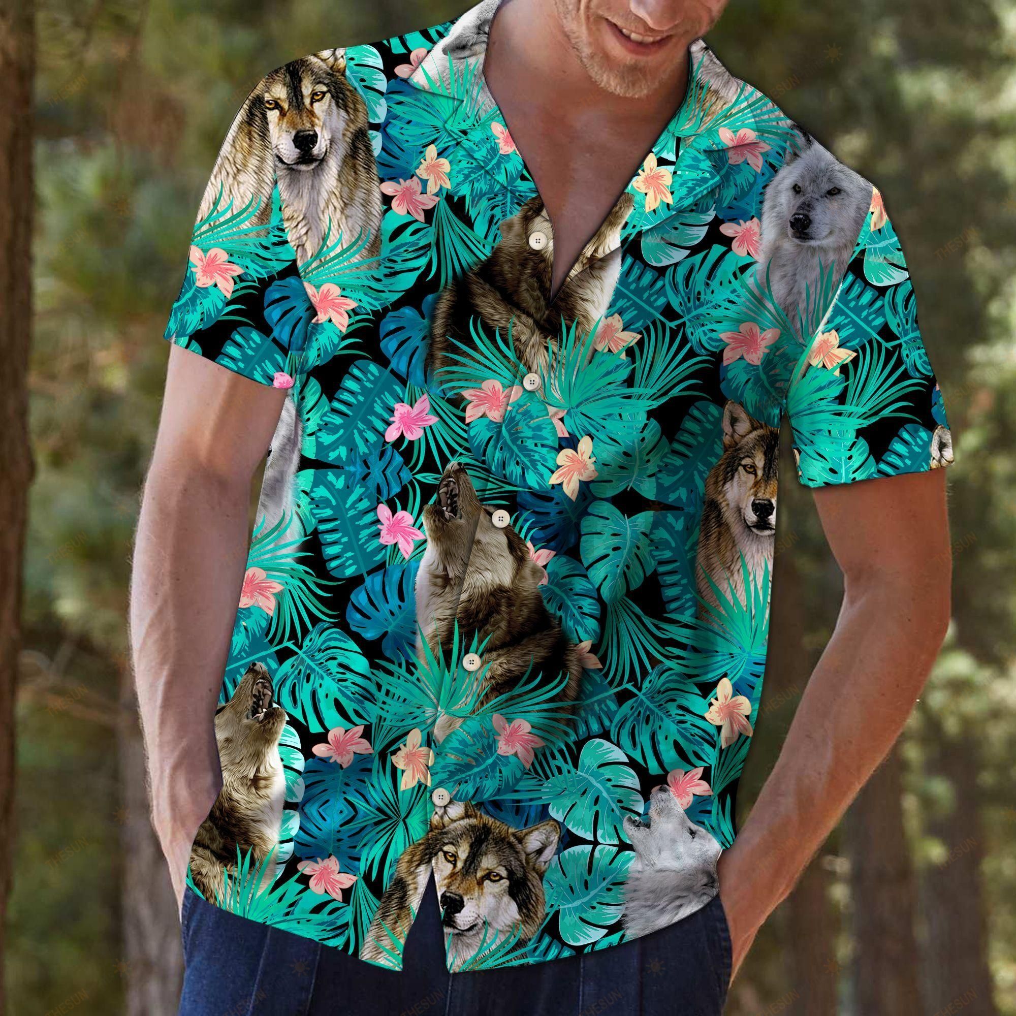 Wolf Tropical Hawaiian Shirt Ha81320