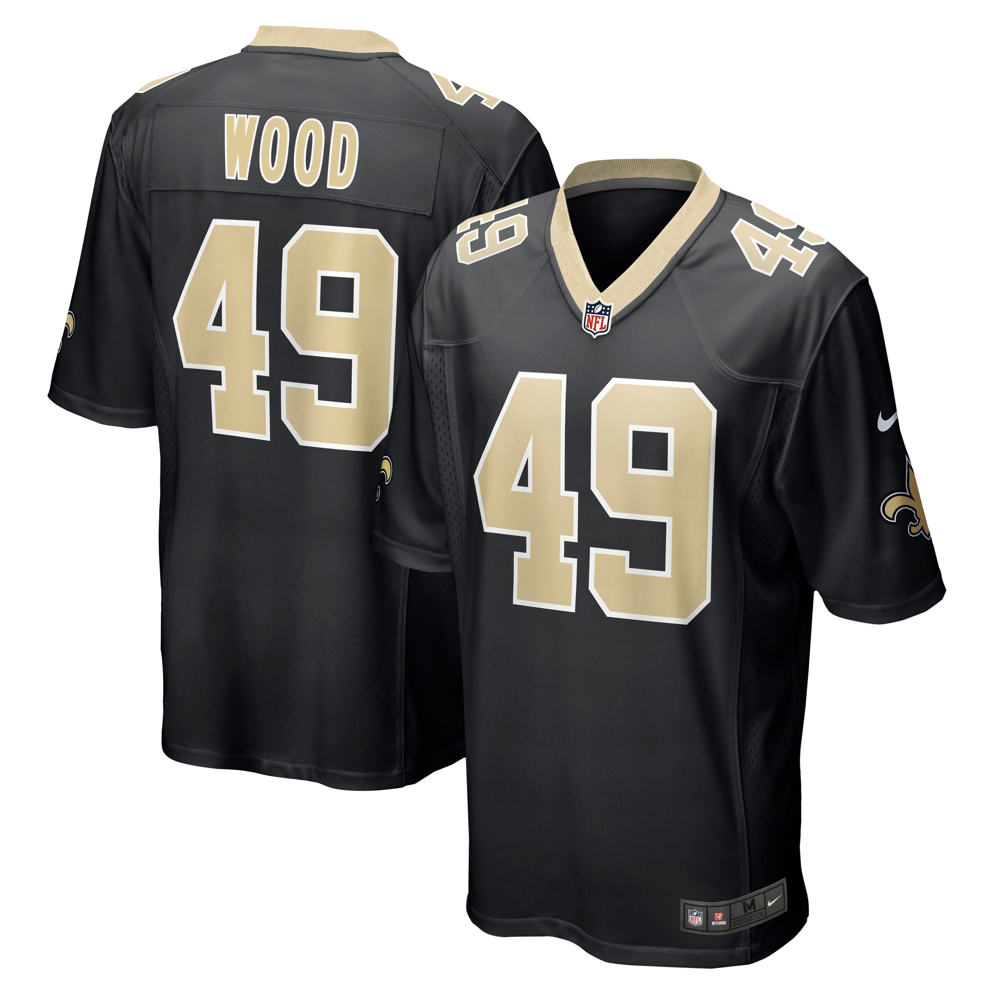 Zach Wood New Orleans Saints Game Jersey – Black