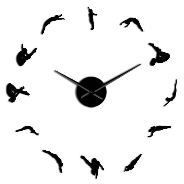 Modern Woman Diving Sport Diy 3D Athlete Home Decor Wall Clock A46